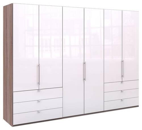 FALTTÜRENSCHRANK in Weiss, Trüffeleichefarben  - Chromfarben/Weiss, Konventionell, Glas/Holzwerkstoff (300/216/58cm) - Venda