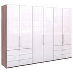 FALTTÜRENSCHRANK Glasfront  in Weiß, Trüffeleichefarben  - Chromfarben/Trüffeleichefarben, KONVENTIONELL, Glas/Holzwerkstoff (300/216/58cm) - Venda