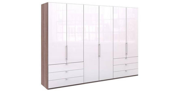 FALTTÜRENSCHRANK Glasfront  in Weiß, Trüffeleichefarben  - Chromfarben/Trüffeleichefarben, KONVENTIONELL, Glas/Holzwerkstoff (300/216/58cm) - Venda