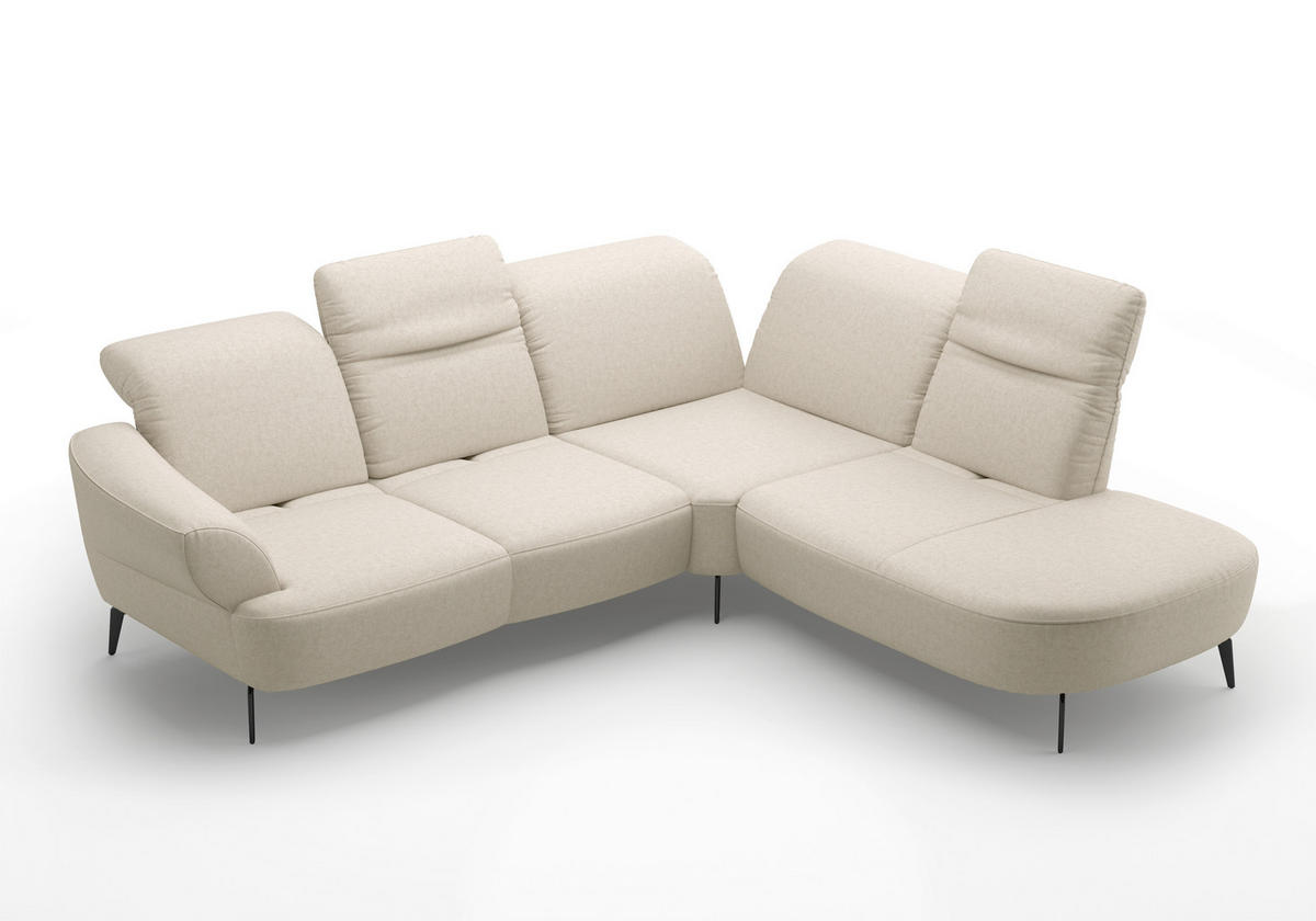 ECKSOFA in Flachgewebe Creme  302/270 cm  - Creme/Schwarz, MODERN, Textil/Metall (302/270cm) - Sit & More
