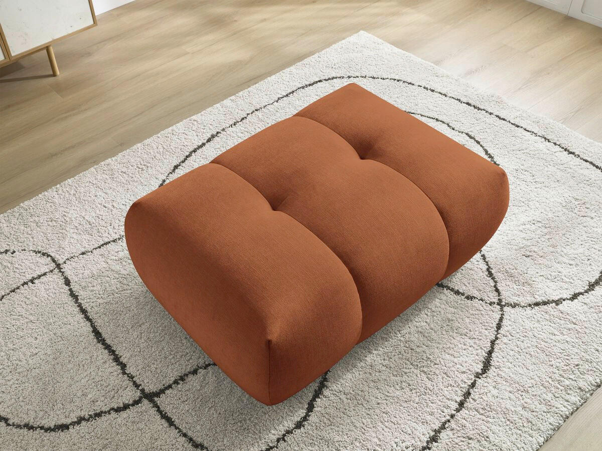 HOCKER FUJI  Leinenoptik Orange  - Schwarz/Orange, MODERN, Kunststoff/Textil (112/44/80cm)