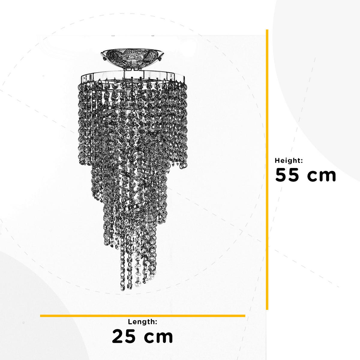 DECKENLEUCHTE ELICA 25/55/25 cm   - Chromfarben, Design, Glas/Metall (25/55/25cm)