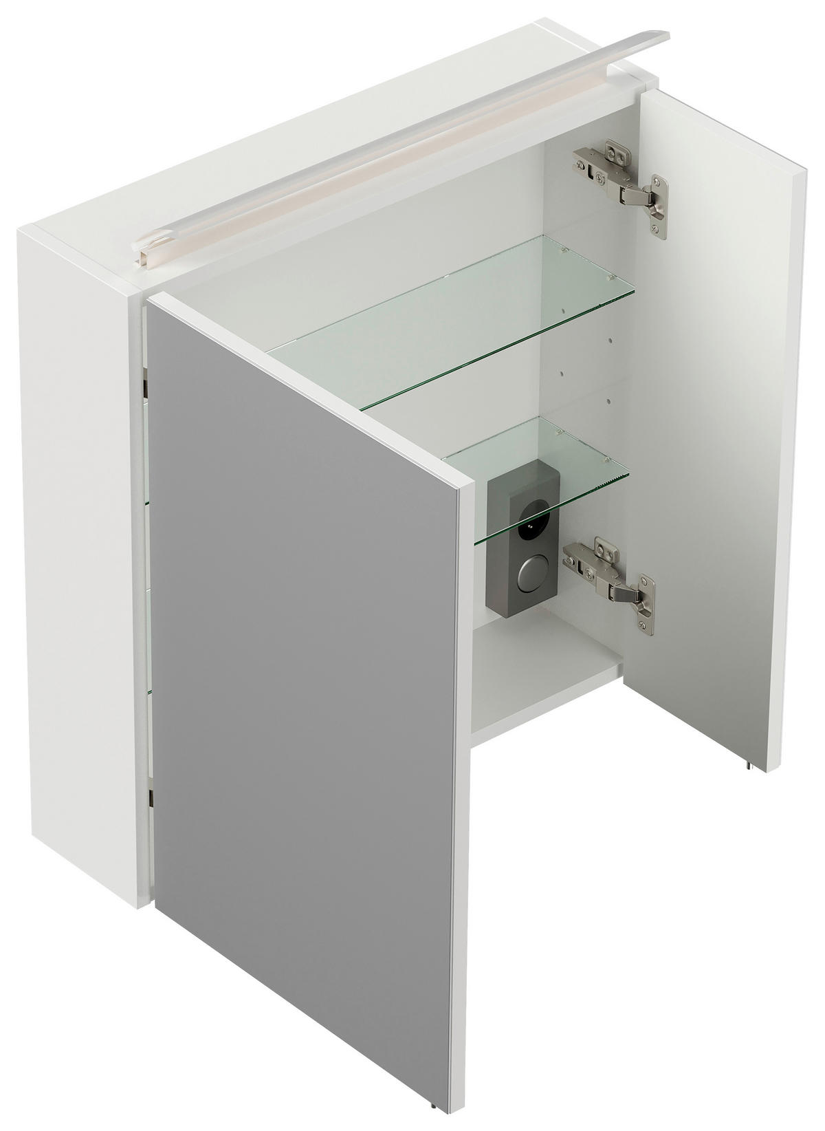SPIEGELSCHRANK 60/62/17 cm  - Weiß Hochglanz, MODERN, Glas/Holzwerkstoff (60/62/17cm) - MID.YOU