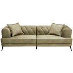 CHESTERFIELD-SOFA  in Samt Olivgrün  - Schwarz/Olivgrün, KONVENTIONELL, Textil/Metall (247/76/105cm) - Ambia Home