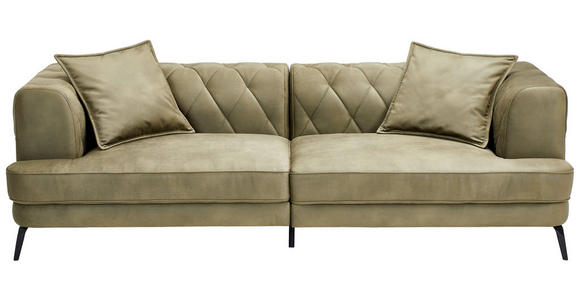 CHESTERFIELD-SOFA  in Samt Olivgrün  - Schwarz/Olivgrün, KONVENTIONELL, Textil/Metall (247/76/105cm) - Ambia Home