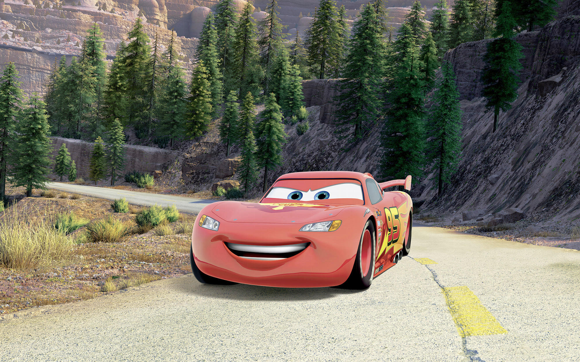 FOTOTAPETE CARS EVERY ROAD HAS A STORY  - Rot, Design, Textil (400/250cm) - Disney