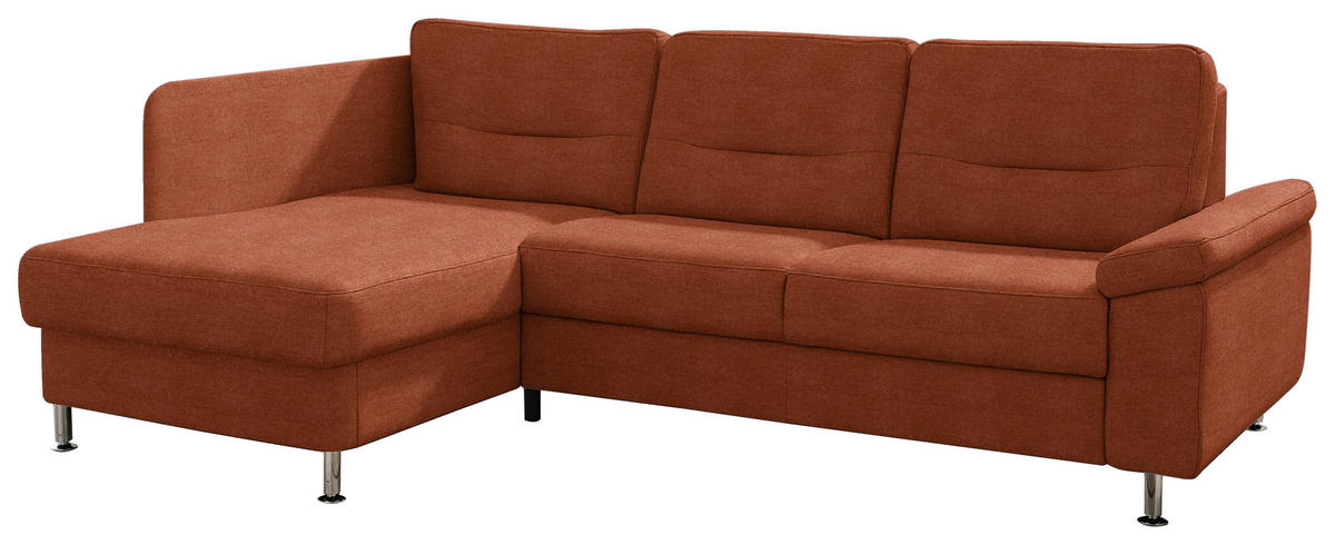 ECKSOFA  in Flachgewebe Terracotta  160/244 cm  - Terracotta/Alufarben, KONVENTIONELL, Textil/Metall (160/244cm) - Beldomo Comfort