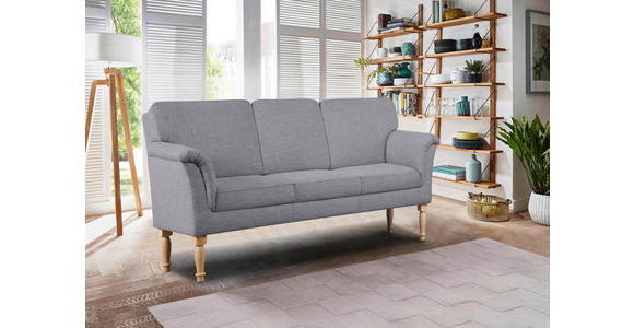SOFA Flachgewebe Grau  - Naturfarben/Grau, ROMANTIK / LANDHAUS, Holz/Textil (186/96/80cm) - Cantus