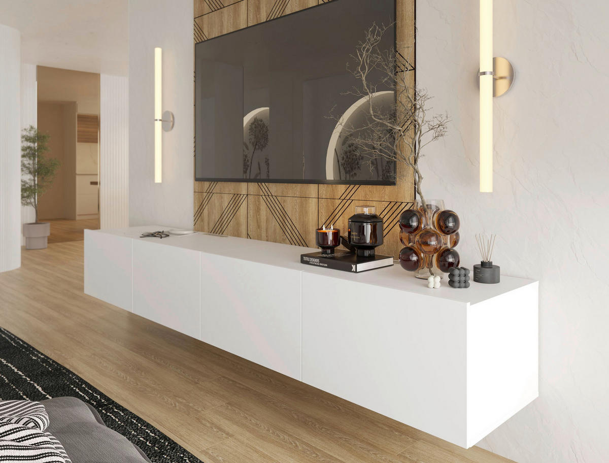 TV-BÄNK Newniq  i 120/36,7/45 cm  - vit, Design, trämaterial (120/36,7/45cm) - Hom`in