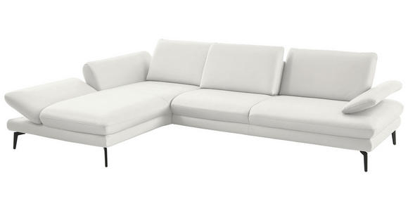 ECKSOFA in Echtleder Weiß  195/308 cm  - Schwarz/Weiß, Design, Leder/Metall (195/308cm) - Dieter Knoll