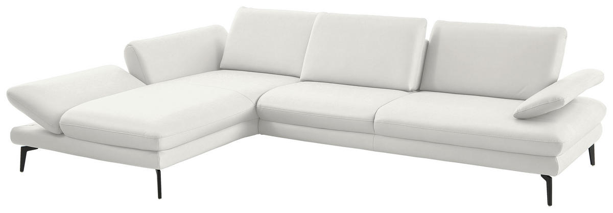 ECKSOFA in Echtleder Weiss  - Weiss/Schwarz, Design, Leder/Metall (195/308cm) - Dieter Knoll