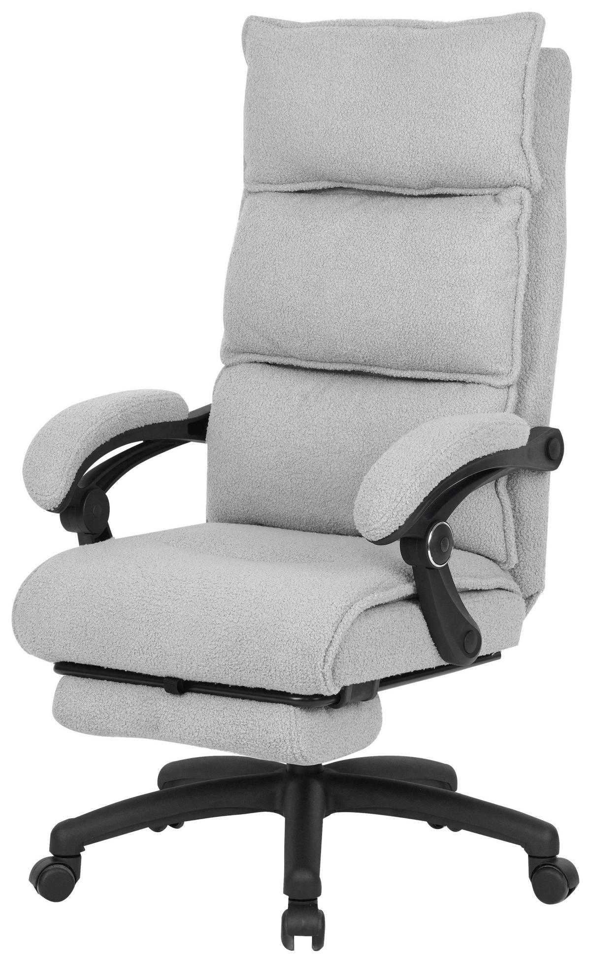 CHEFSESSEL Teddystoff Hellgrau  - Hellgrau/Schwarz, Design, Kunststoff/Textil (64,5/112/120/65cm) - Carryhome