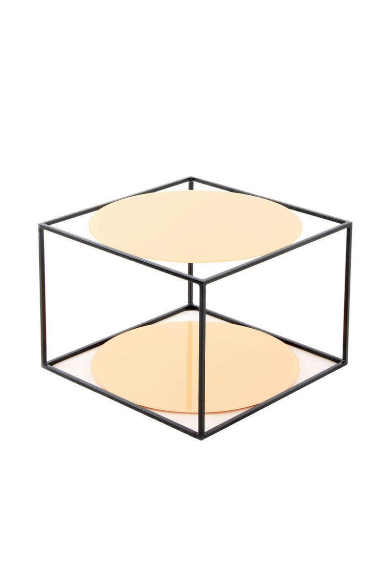 ODKLÁDACÍ STOLEK, oranžová, černá - oranžová/černá, Basics, kov/sklo (50/50/36cm)