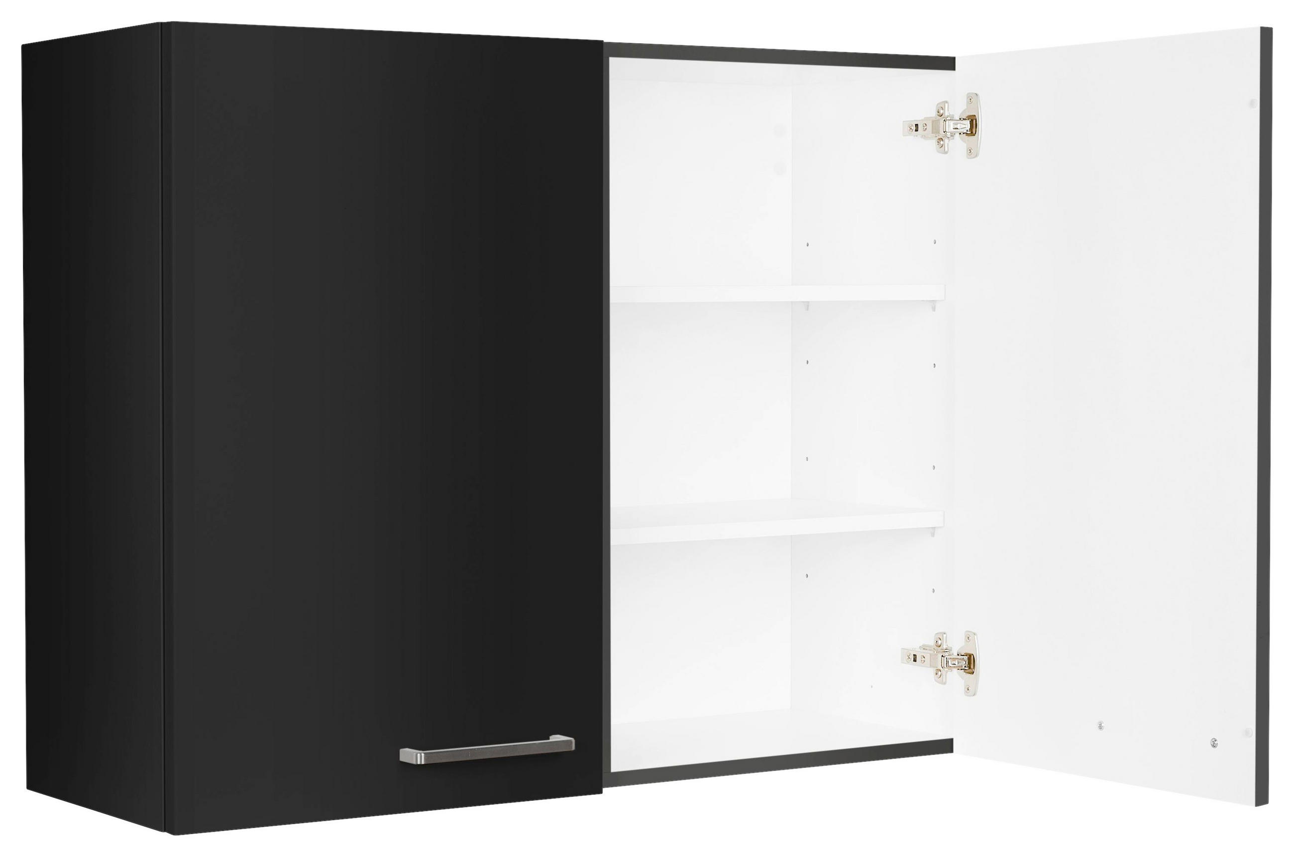 KÜCHENOBERSCHRANK 90/72/35 cm  in Schwarz  - Edelstahlfarben/Schwarz, MODERN, Holzwerkstoff (90/72/35cm) - Nobilia