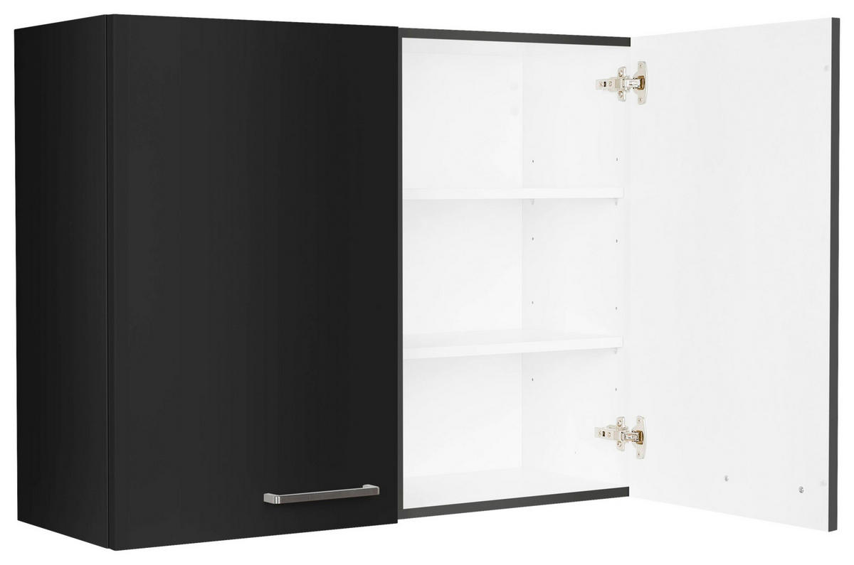 KÜCHENOBERSCHRANK 90/72/35 cm  in Schwarz  - Edelstahlfarben/Schwarz, MODERN, Holzwerkstoff (90/72/35cm) - Nobilia