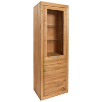 VITRINE in massiv Wildeiche Wildeiche  - Wildeiche/Alufarben, Natur, Glas/Holz (65/192/42cm) - Carryhome