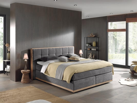 BOXSPRING-ÁGY  szürke  - szürke, Basics, műanyag/textil (200/112/213cm) - Carryhome