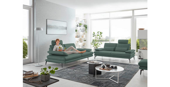 3-SITZER-SOFA in Leder Opal - Opal/Schwarz, Design, Leder/Metall (222/86/104cm) - Dieter Knoll