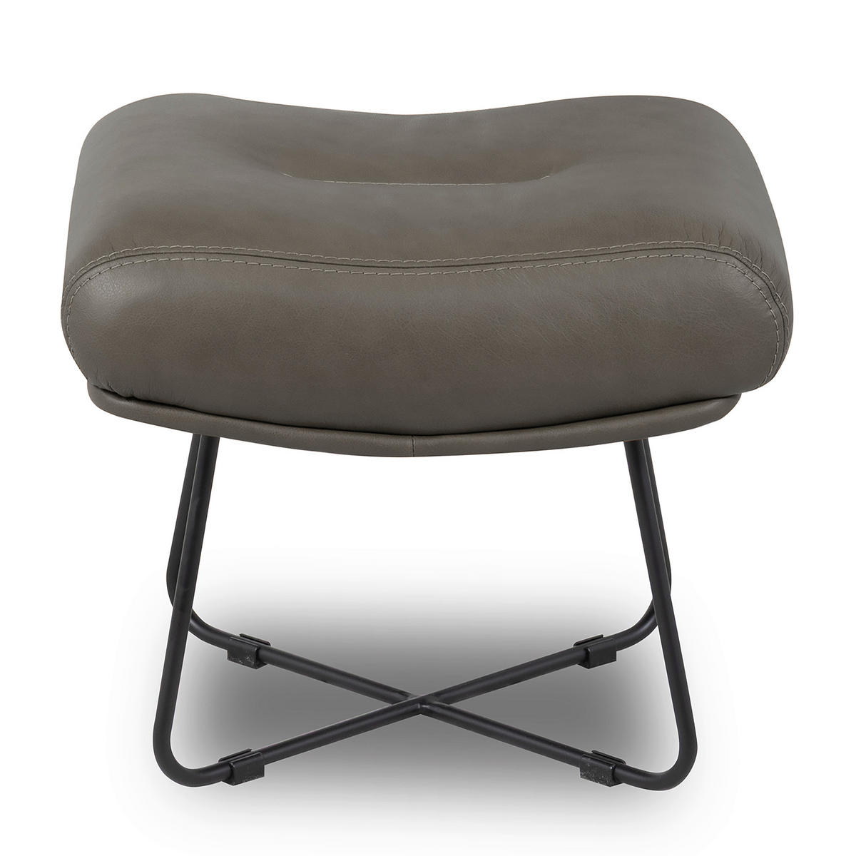 SESSELSET Echtleder Anthrazit  - Anthrazit/Kirschrot, Design, Leder/Metall (67/87/74cm) - Livetastic