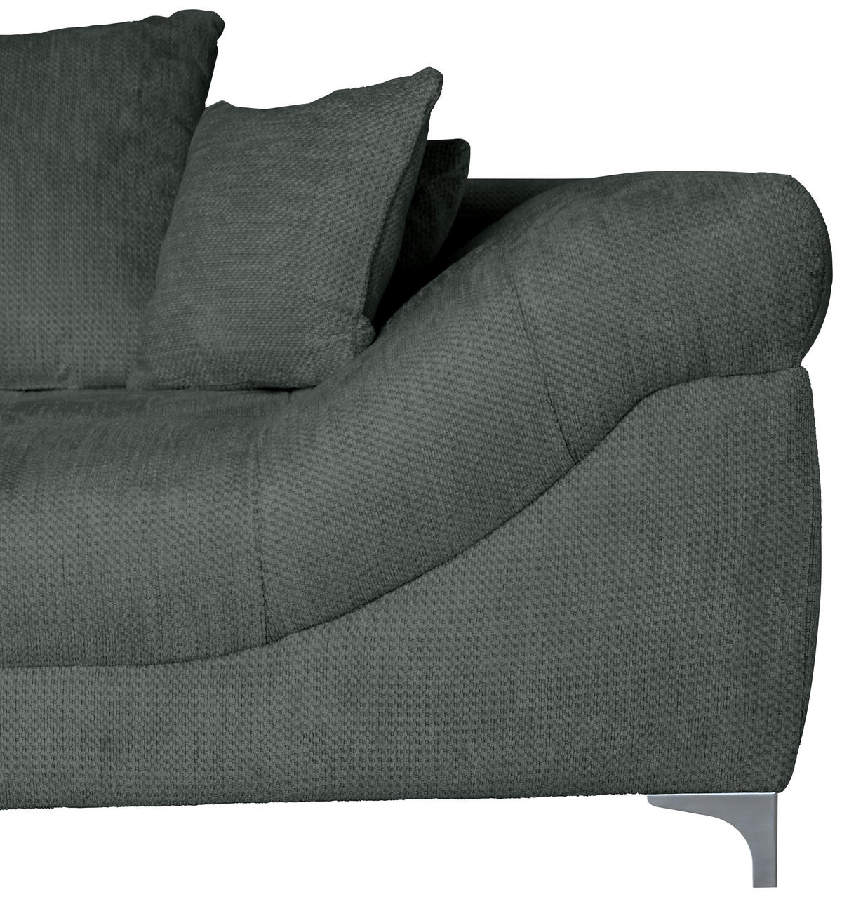 ECKSOFA Dunkelgrau Chenille  - Chromfarben/Dunkelgrau, KONVENTIONELL, Textil/Metall (227/329cm) - Carryhome