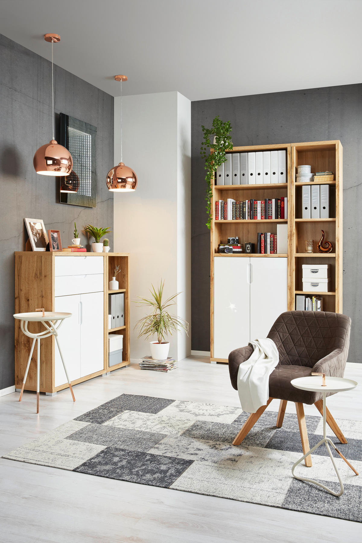 REGAL Eichefarben  - Eichefarben/Silberfarben, MODERN, Holzwerkstoff (44/112/36cm) - Xora