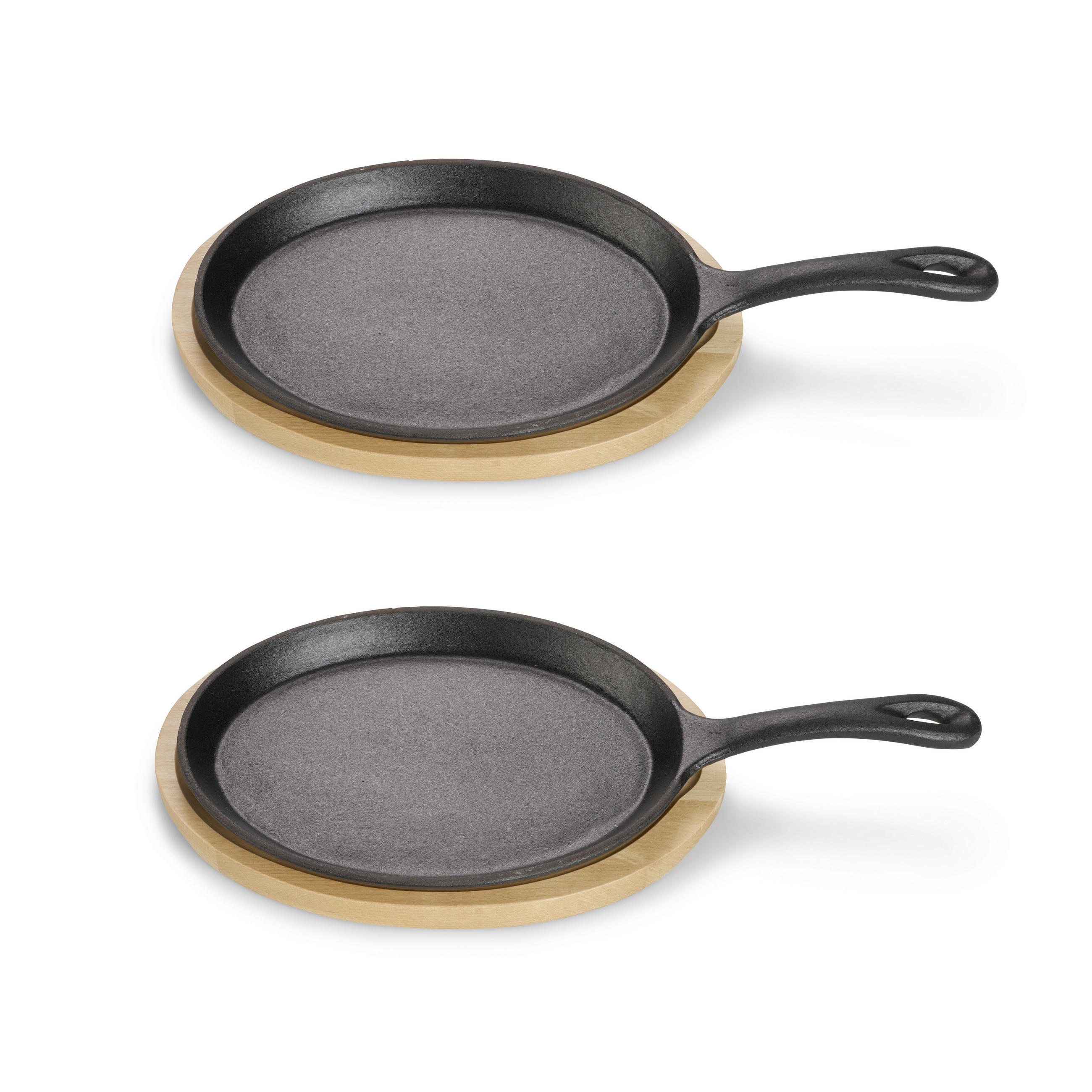 PFANNENSET Rund Gusseisen 2-teilig  - Schwarz, Basics, Metall (38/18/2cm) - Echtwerk