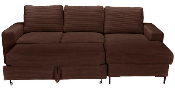 ECKSOFA Dunkelbraun Cord  - Dunkelbraun/Schwarz, KONVENTIONELL, Textil/Metall (240/150cm) - Carryhome