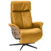 RELAXSESSEL Echtleder Relaxfunktion, Kopfteilverstellung    - Gelb/Nussbaumfarben, Design, Leder/Holz (78/104-113/84cm) - Welnova