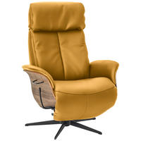 RELAXSESSEL in Leder Gelb  - Gelb/Nussbaumfarben, Design, Leder/Holz (78/104-113/84cm) - Welnova