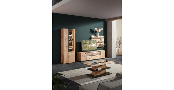 WOHNWAND in Wildeiche 328,8/207,1/45,2 cm - Wildeiche/Graphitfarben, Natur, Glas/Holz (328,8/207,1/45,2cm) - Valnatura
