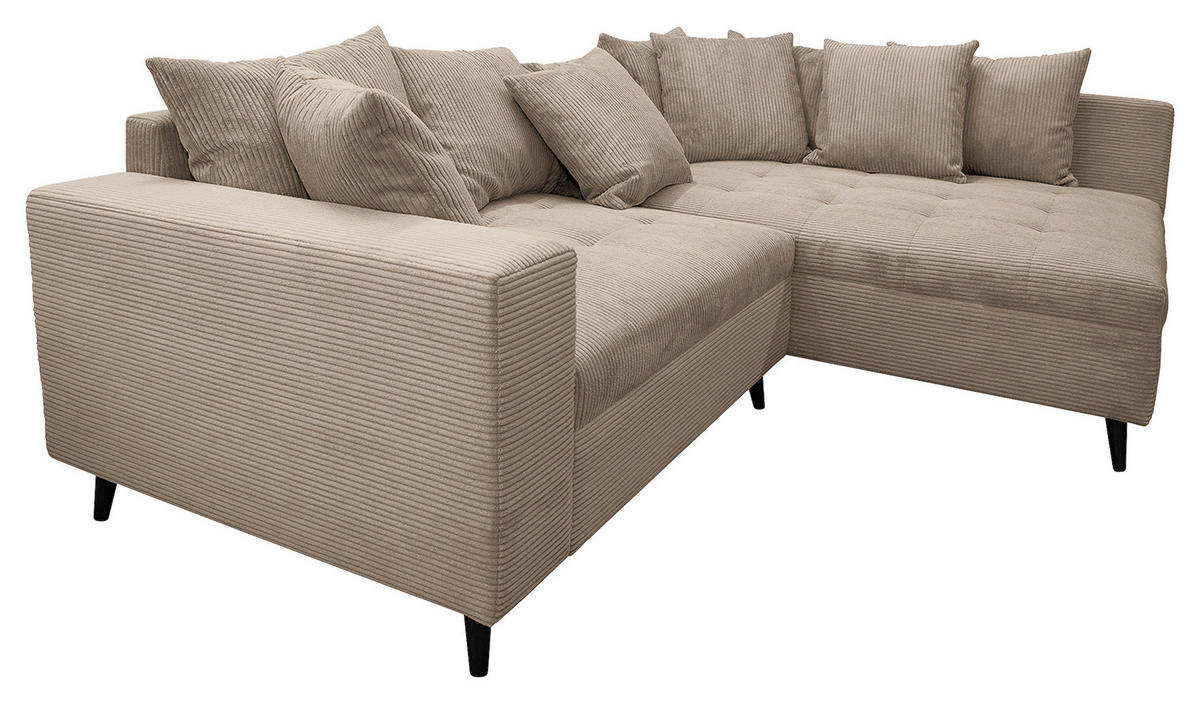 KUTNA GARNITURA tekstil  svijetlo smeđa   - svijetlo smeđa/crna, Design, tekstil/drvo (247/174cm) - MID.YOU