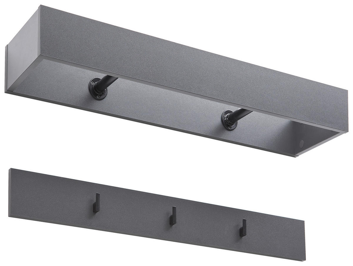GARDEROBENPANEEL 2 Stück  in 92/11/24 cm  - Anthrazit, MODERN, Holzwerkstoff (92/11/24cm) - Hom`in