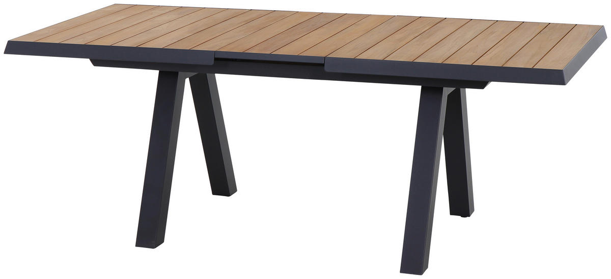 GARTENTISCH 160-200/90/77 cm Metall rechteckig  - Anthrazit/Teakfarben, Basics, Holz/Metall (160-200/90/77cm) - Siena Garden