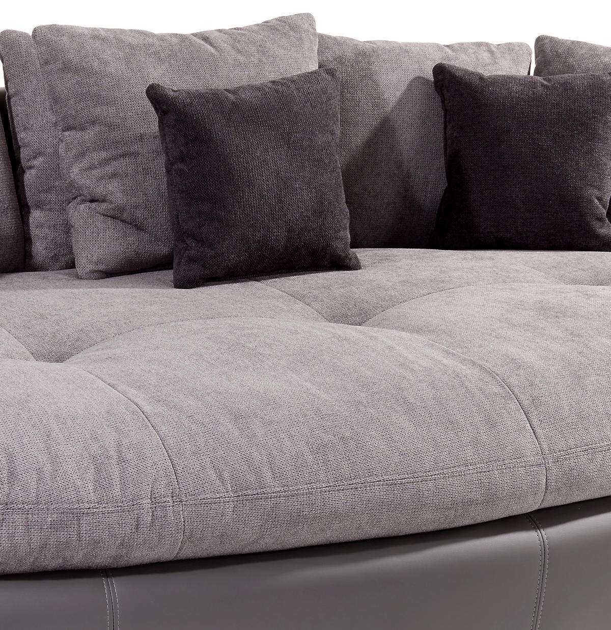 MEGASOFA in Lederlook, Mikrofaser Grau  - Schwarz/Grau, Lifestyle, Textil (238/80/140cm) - MID.YOU