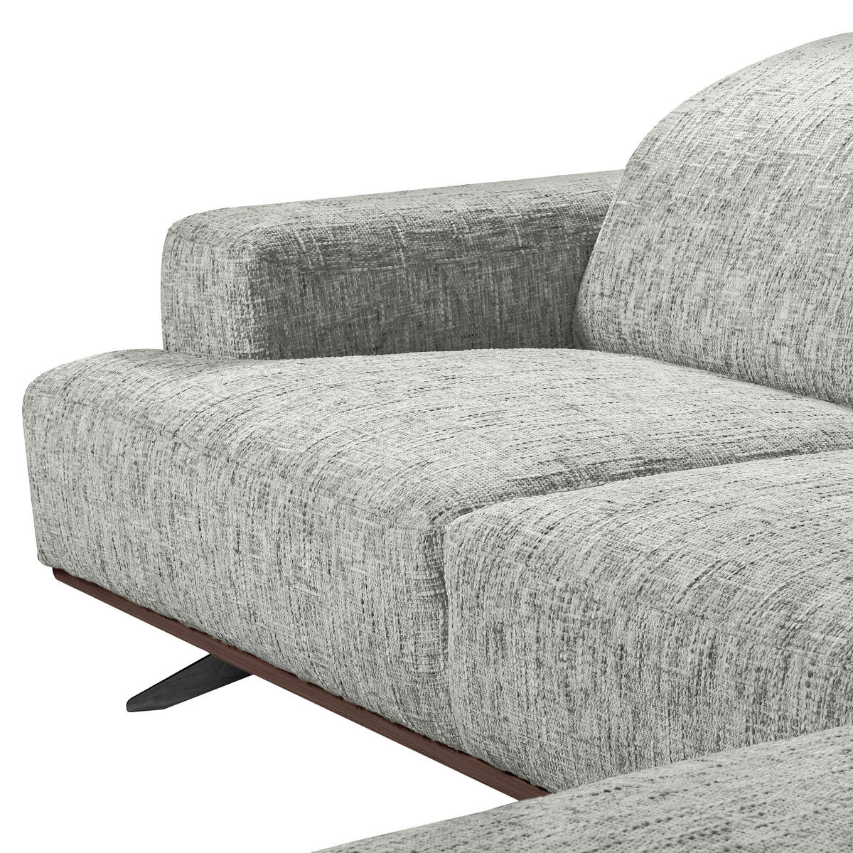 ECKSOFA PORTLAND in Struktur Grau Kopfteilverstellung  295/187 cm  - Schwarz/Grau, Design, Holz/Textil (295/187cm) - Livetastic