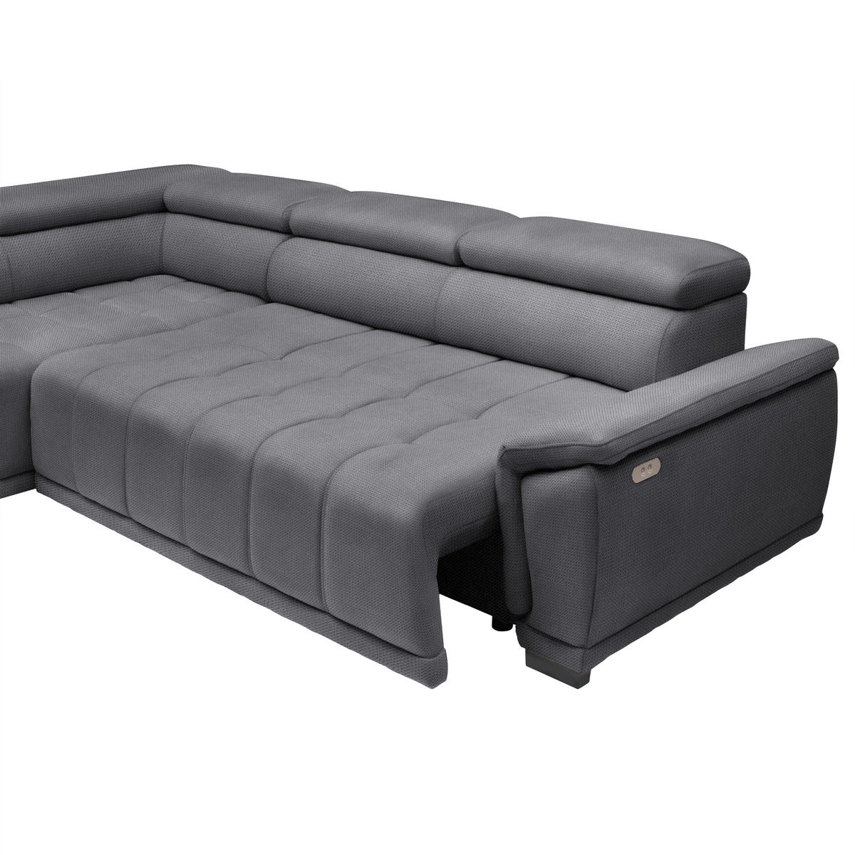 HÖRNSOFFA i chenille, vävt tyg blågrå  - blågrå/svart, Modern, textil/plast (106/283cm) - MID.YOU