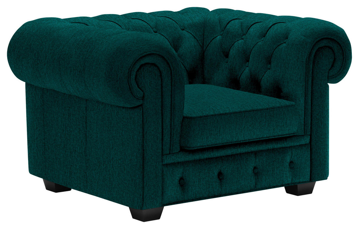 CHESTERFIELD-SESSEL in Webstoff Waldgrün  - Waldgrün/Wengefarben, Lifestyle, Holz/Textil (115/76,5/96cm) - Landscape