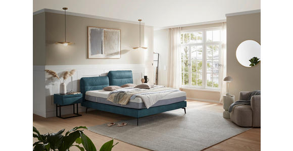 BOXSPRINGBETT 180/200 cm in Blau - Blau/Schwarz, Design, Textil/Metall (180/200cm) - Johann Jakob