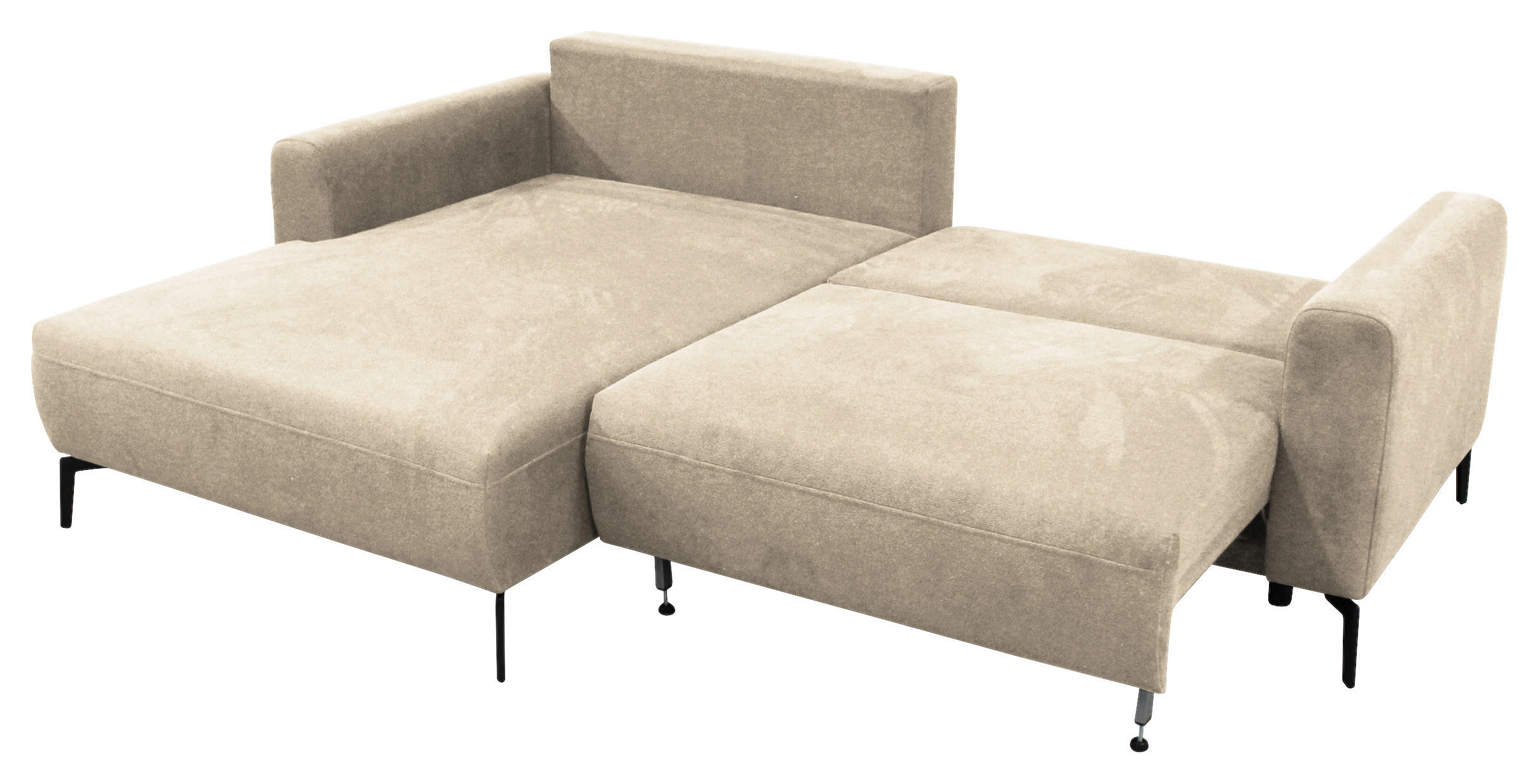 ECKSOFA Beige Flachgewebe  - Beige/Schwarz, Design, Textil/Metall (163/240cm) - MID.YOU