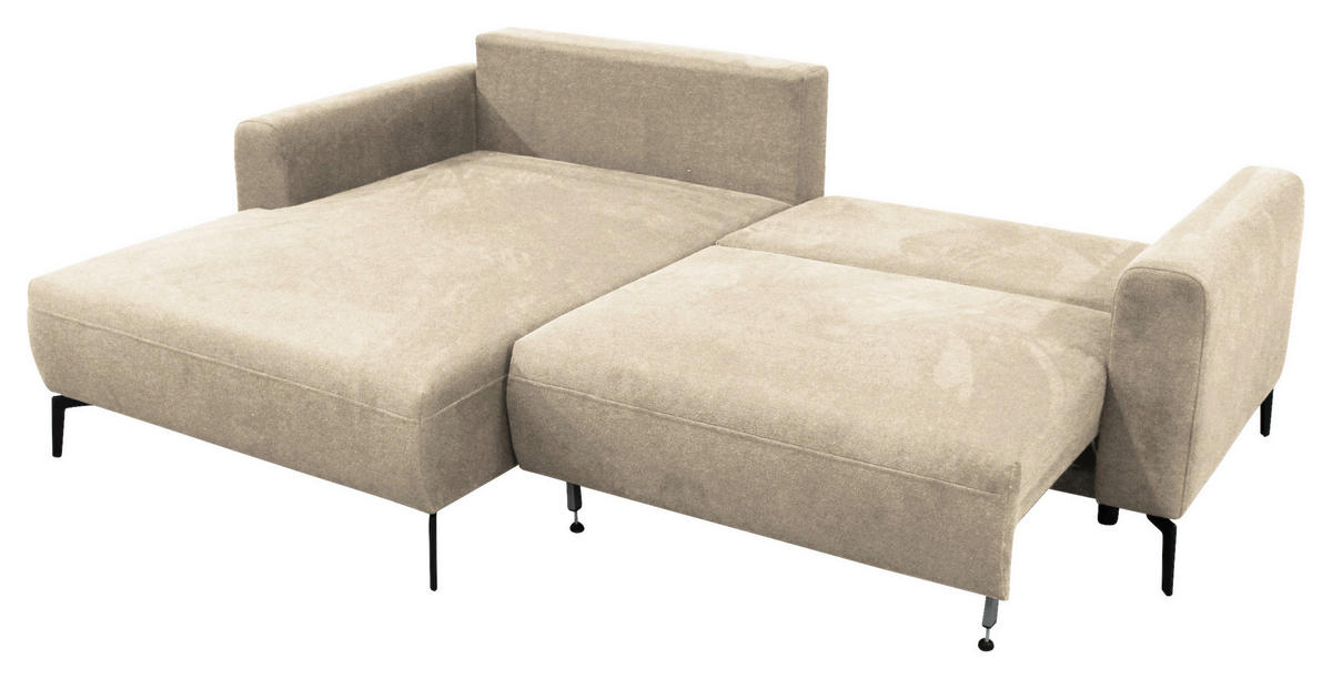 ECKSOFA Beige Flachgewebe  - Beige/Schwarz, Design, Textil/Metall (163/240cm) - MID.YOU