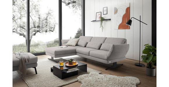 ECKSOFA Sandfarben Flachgewebe  - Sandfarben/Schwarz, Design, Textil/Metall (176-217/259-307cm) - Dieter Knoll