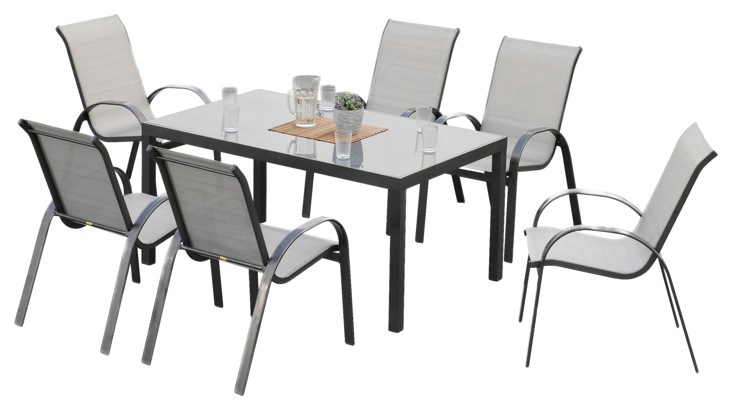 Gartenmöbel Set 7-Tlg. Amalfi aus Metall/Textil