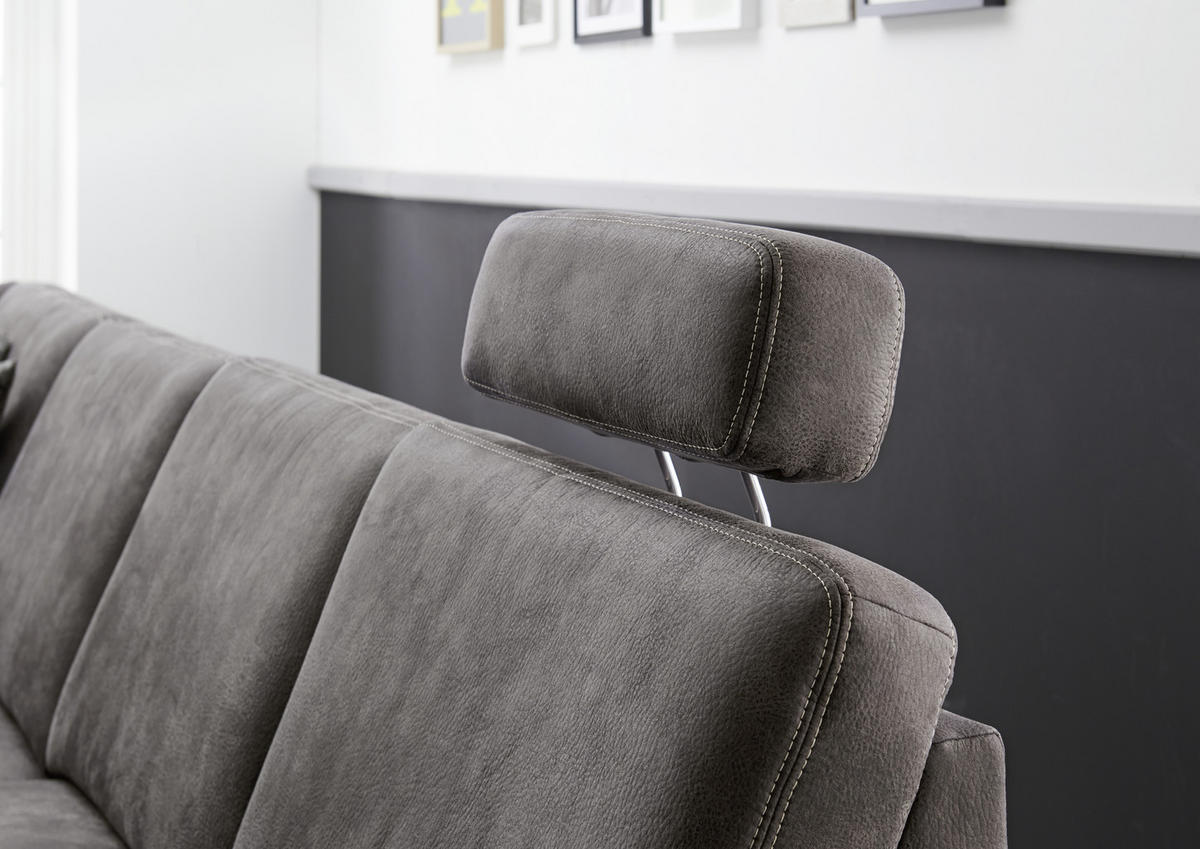 WOHNLANDSCHAFT Grau Mikrofaser  - Eichefarben/Beige, KONVENTIONELL, Holz/Textil (167/316/235cm) - Beldomo System