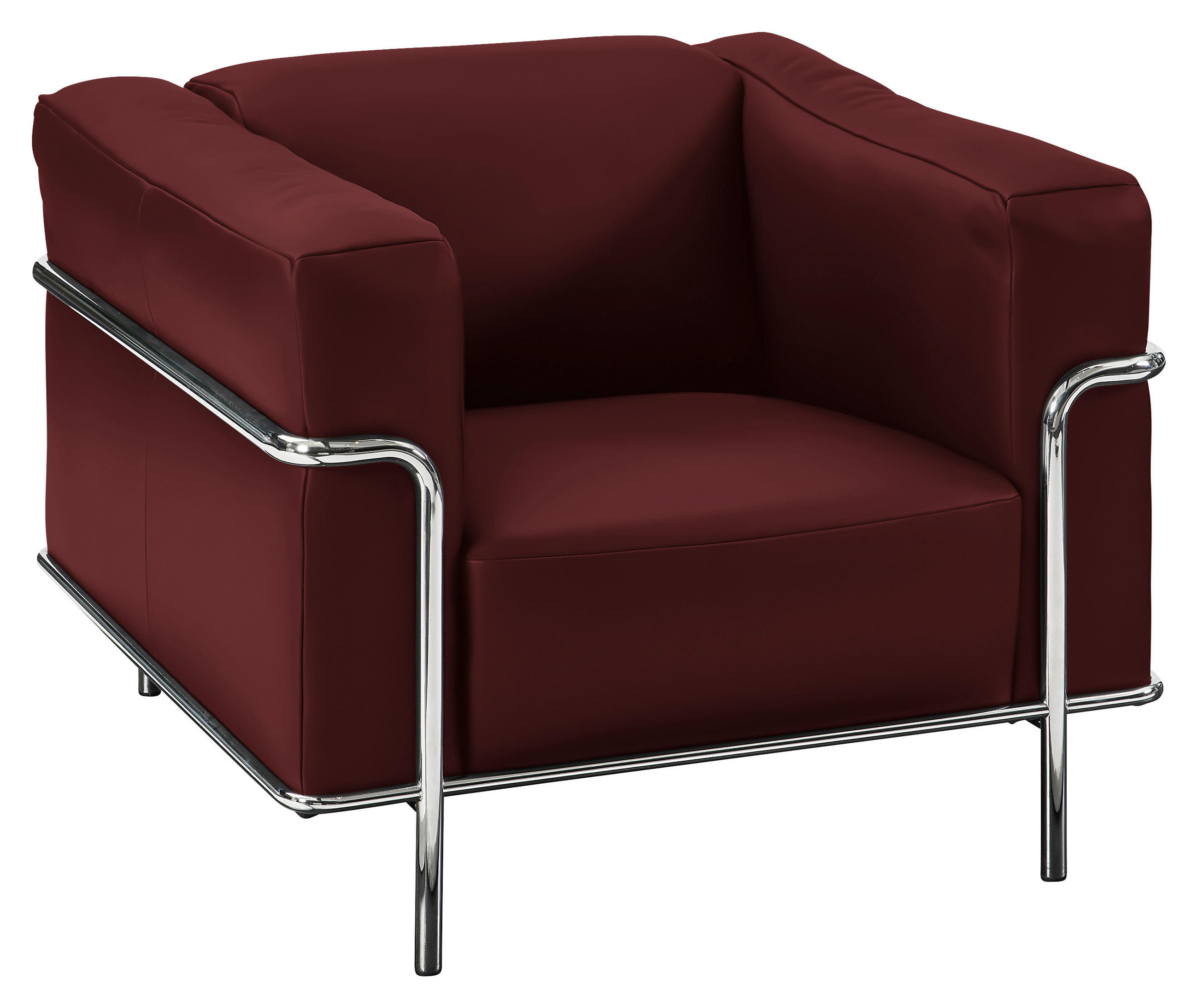 SESSEL in Echtleder Rot  - Chromfarben/Rot, Design, Leder/Metall (91/67/96cm) - Johann Jakob