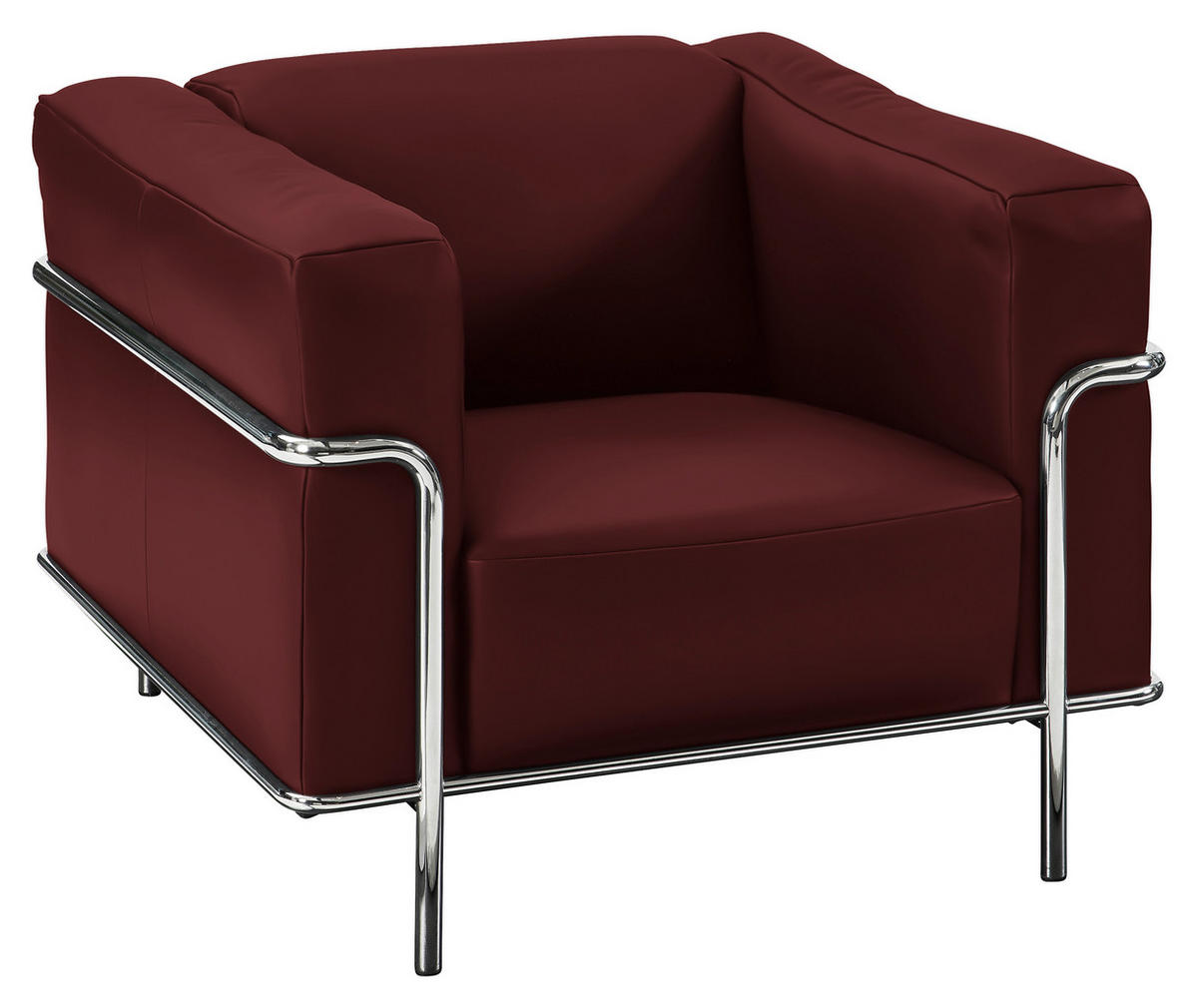SESSEL in Echtleder Rot  - Chromfarben/Rot, Design, Leder/Metall (91/67/96cm) - Johann Jakob