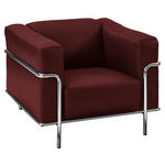 SESSEL in Echtleder Rot  - Chromfarben/Rot, Design, Leder/Metall (91/67/96cm) - Johann Jakob