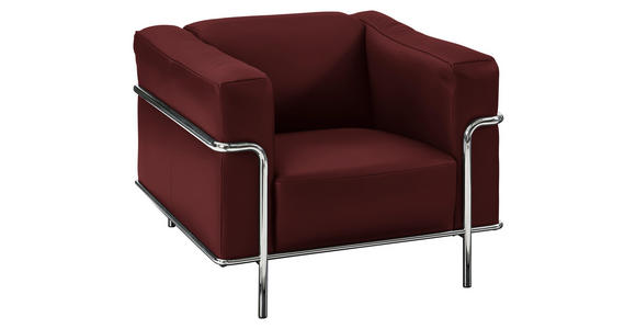 SESSEL in Echtleder Rot - Chromfarben/Rot, Design, Leder/Metall (91/67/96cm) - Johann Jakob