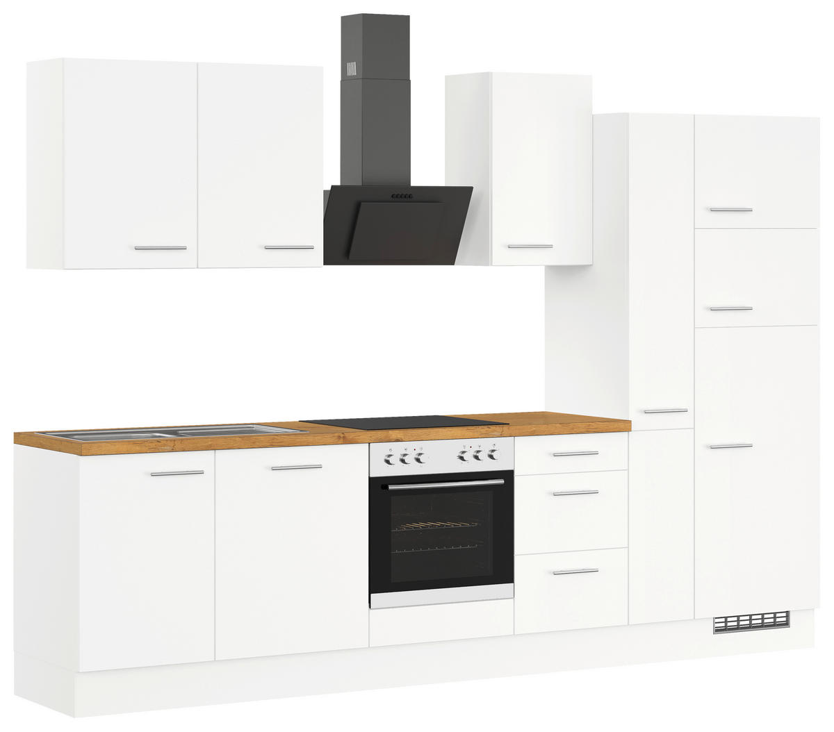 KÜCHENBLOCK IP1200 - Eichefarben/Silberfarben, Trend, Holzwerkstoff/Metall (310cm) - Impuls