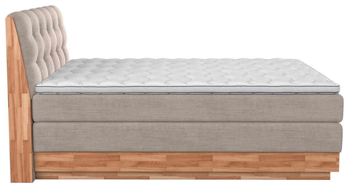 BOXSPRINGBETT 180/200 cm  in Creme  - Creme/Schwarz, Natur, Holz/Textil (180/200cm)