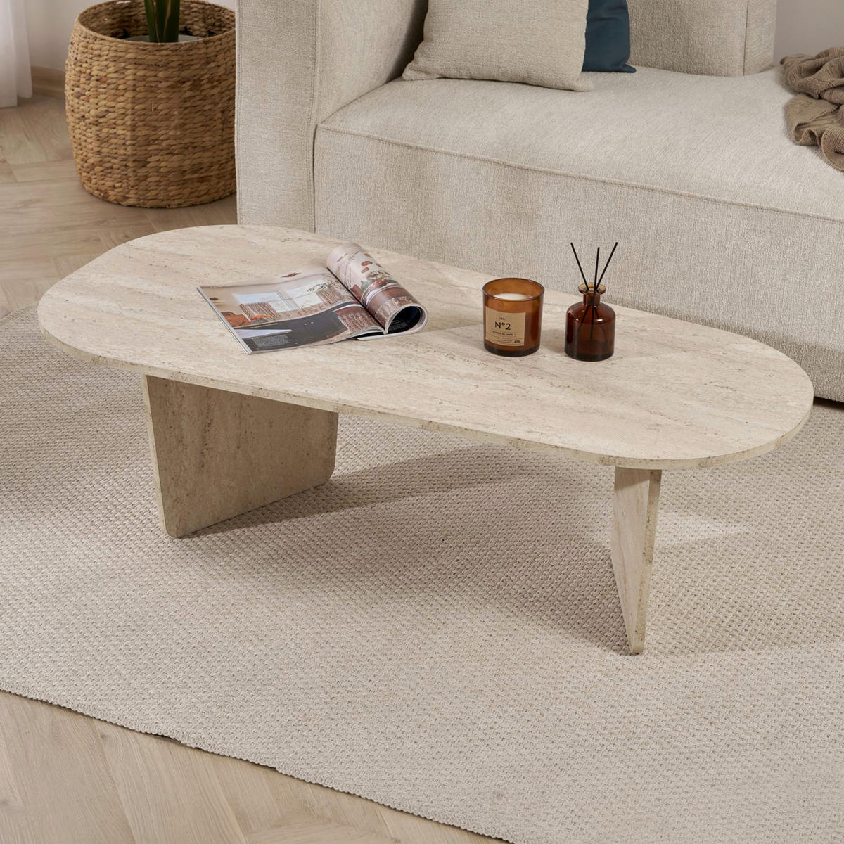 COUCHTISCH Freiform Creme  - Creme, Design, Holzwerkstoff (130/40/65cm) - MID.YOU